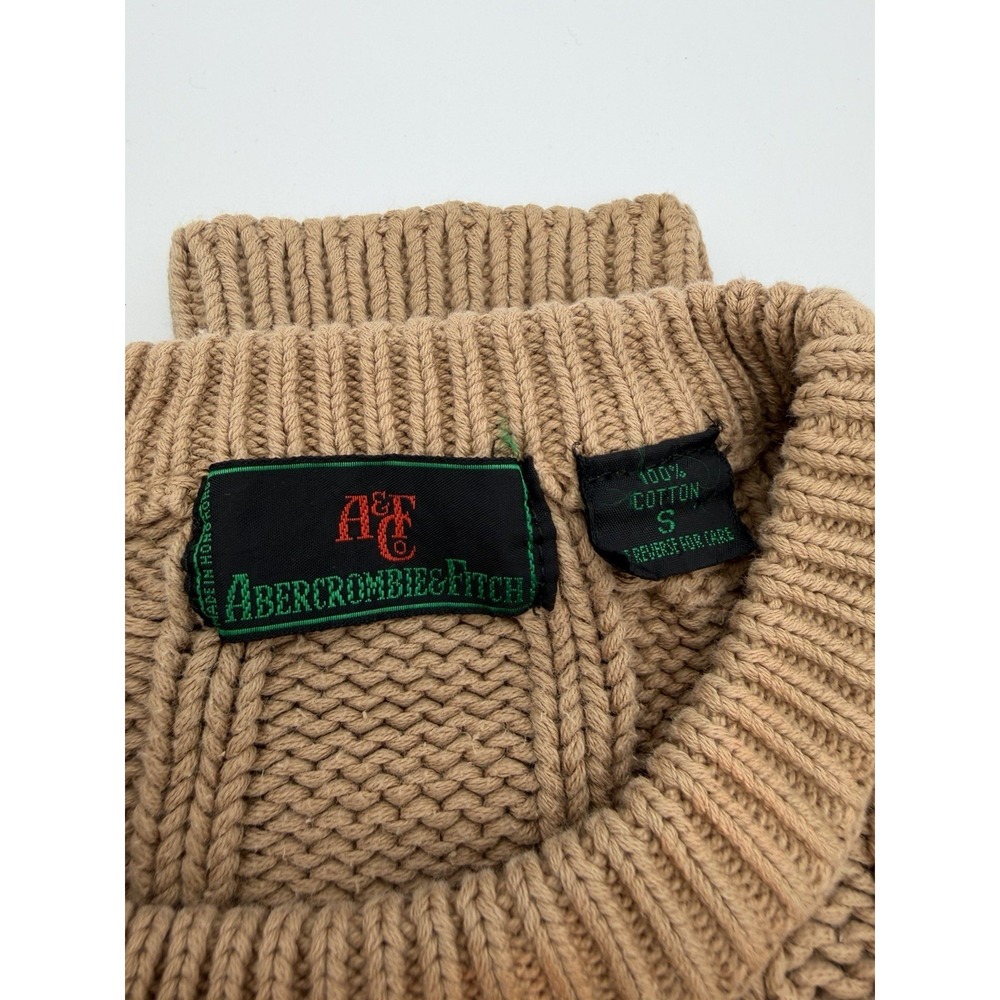 Abercrombie & Fitch Vintage Y2K Tan Brown Knit Sweater Women's Size Small Cotton - Picture 6 of 6